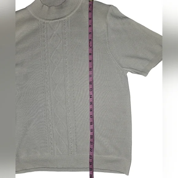 Alfred Dunner Wonens Vintage Pointelle Beaded High Neck Knit Sweater Top Sz M - Picture 9 of 13